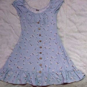 blue daisy faux button summer dress